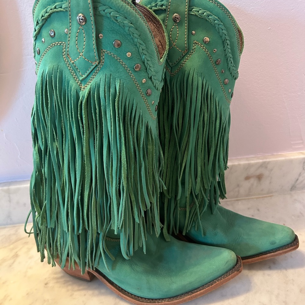 Teal Liberty Black boots, as seen on “Yellowstone.” Worn exactly 2x.